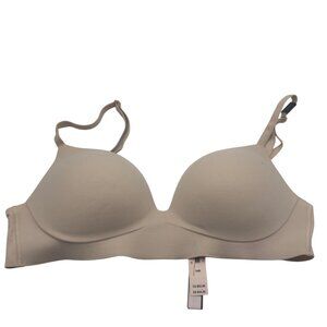Victoria Secret Padded No Wire Beige Bra Size 34B Smooth Adjustable Straps